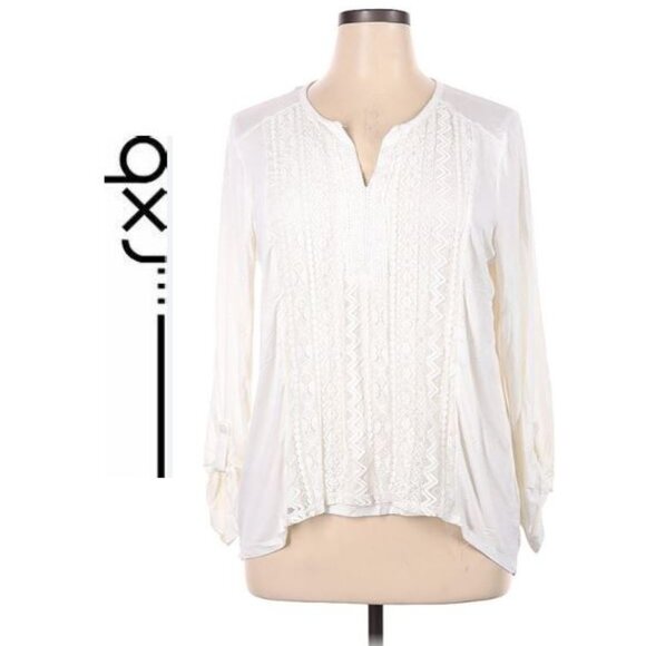RXB, Boho long sleeve ivory embroidered blouse - Picture 1 of 9